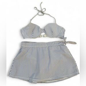 NWT J. Crew Light Blue and White Striped Bikini Womens Size 36B & XS